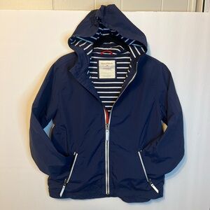 Hanna Andersson Navy jacket with Striped Lining size 150/12 US